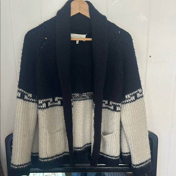 THE GREAT. Black and Cream Cardigan - Picture 1 of 4